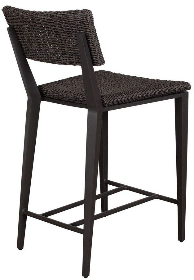Uttermost® Calbas Java Black Aluminum/Wicker Indoor-Outdoor Bar Stool-4