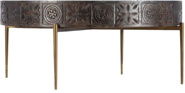 Hooker® Furniture Commerce and Market Dark Wood Carved Cocktail Table with Gold Base-0