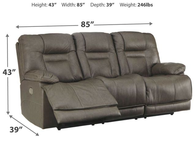 Signature Design by Ashley® Wurstrow Smoke Power Reclining Sofa with Adjustable Headrest-3