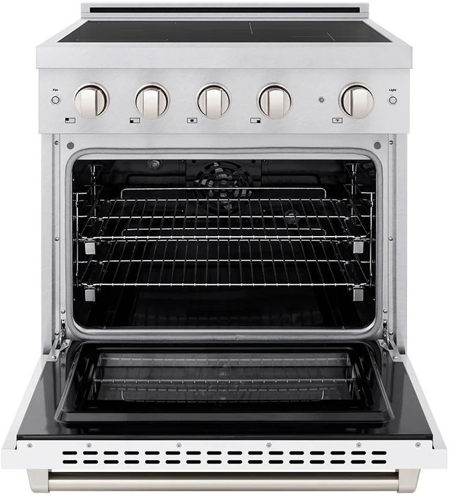 ZLINE Paramount 30" Satin Stainless Steel Pro Style Induction Range with White Matte Door-1