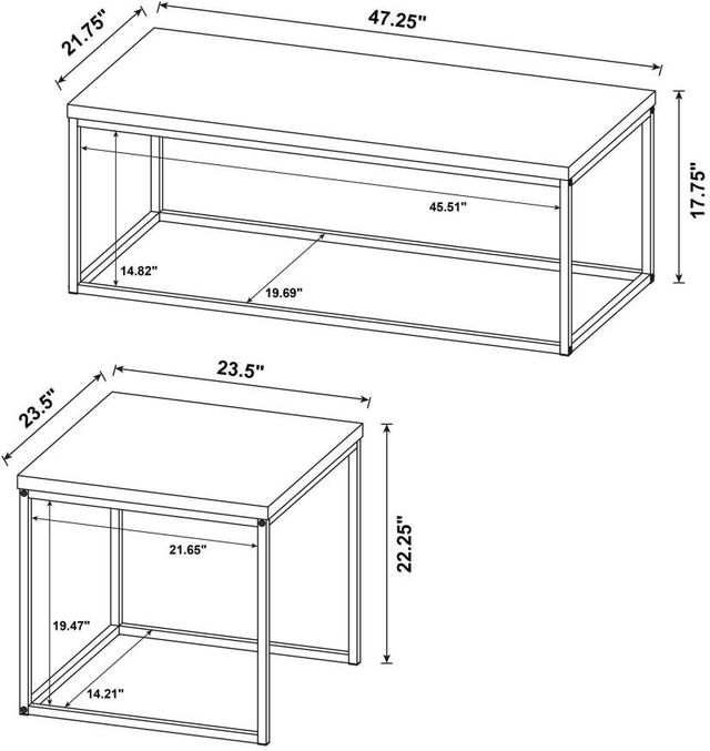 Coaster® Straden 3-Piece Mango Engineered Wood Coffee Table Set with Black Metal Base-2