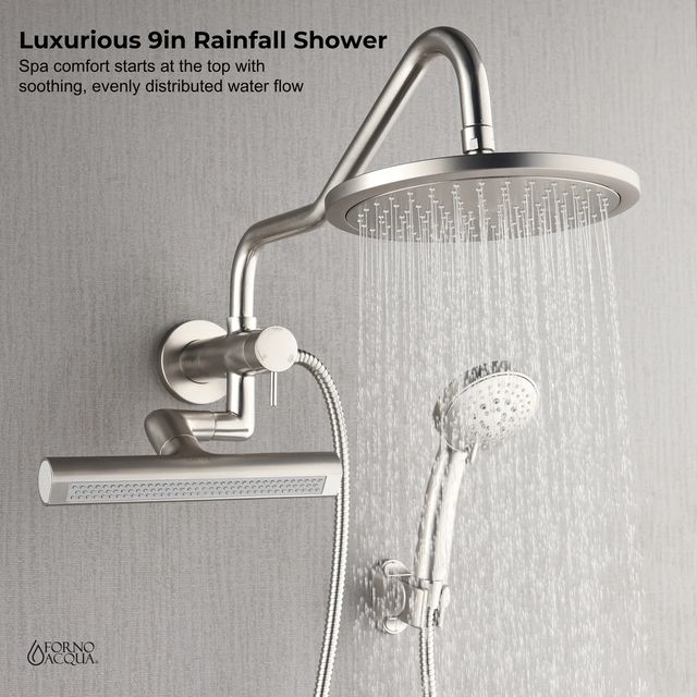 Forno Acqua AcquaFALL Mini Brushed Nickel Retrofit Shower System-3