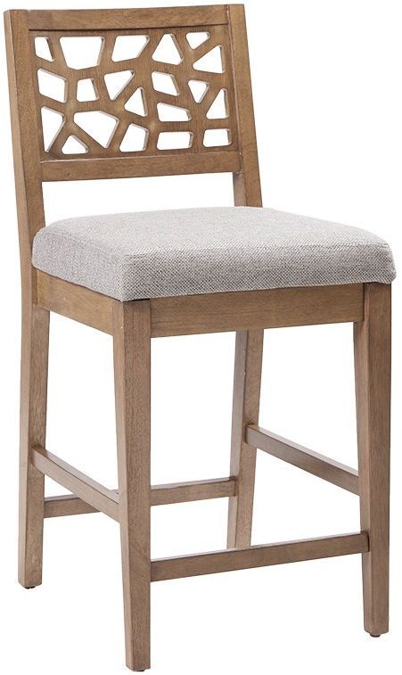 Olliix by INK+IVY Light Grey Crackle Bar Stool-0