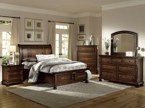 Mazin Furniture Cumberland Brown Cherry Eastern King Sleigh Bed-1