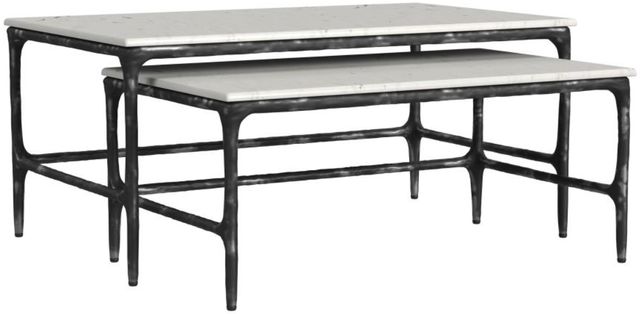 Coaster® Ebby 2-Piece White Nesting Coffee Table with Black Base Set-0