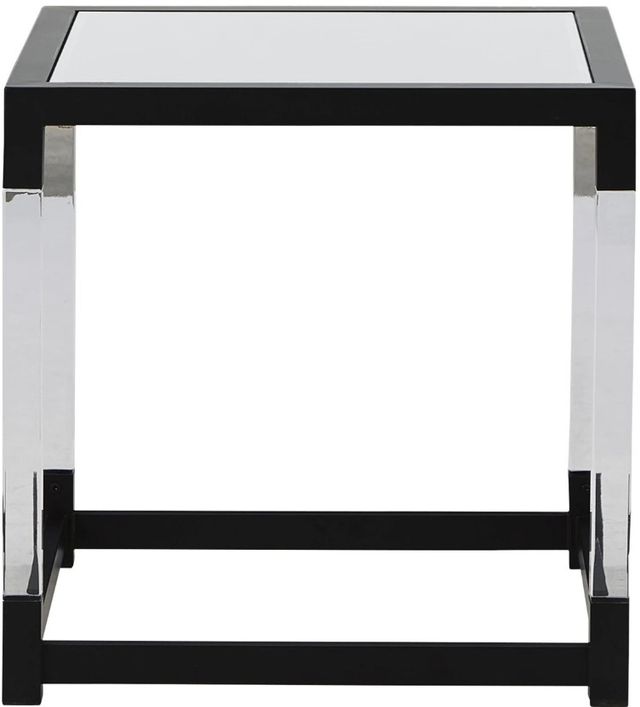 Signature Design by Ashley® Nallynx Glass Top End Table with Metallic Gray Frame and Acrylic Legs-1