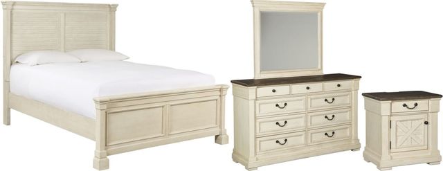 Signature Design by Ashley® Bolanburg 4-Piece Antique White Queen Panel Bed Set-0