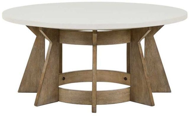Liberty Furniture Berkley Square Linen Round Cocktail Table with Khaki Base-3