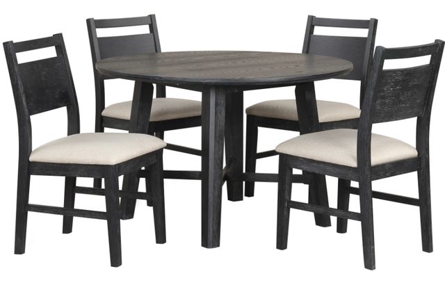 New Classic® Home Furnishings Sable Crest 5-Piece Black/Ebony Round Dining Table Set-2