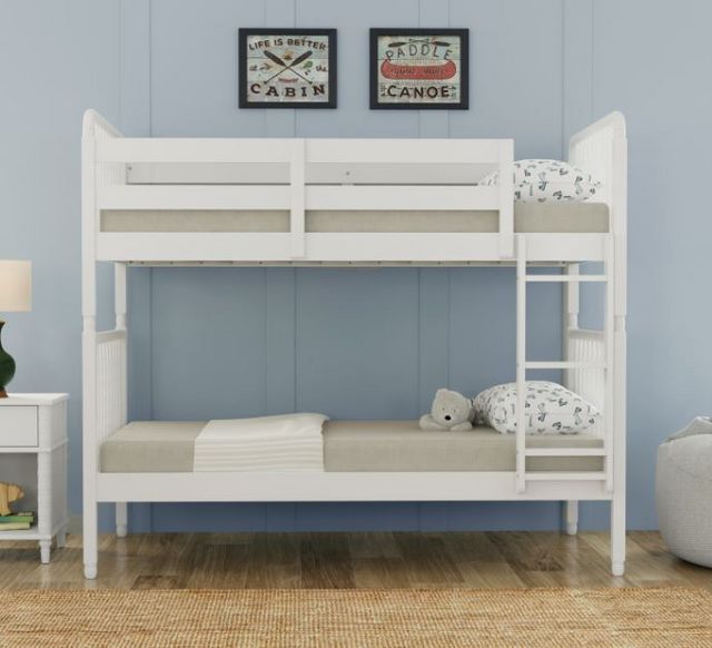 HH2 Home Alva White Twin/Twin Youth Spindle Bunk Bed-7