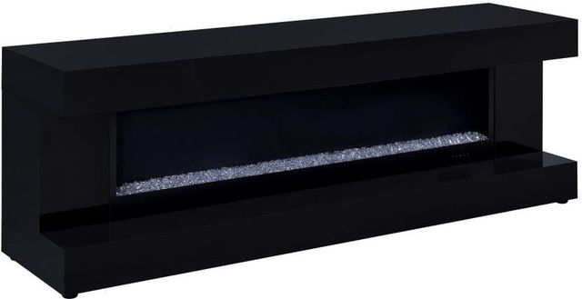 Coaster® Mallory Black High Gloss TV Stand Fireplace Console-0