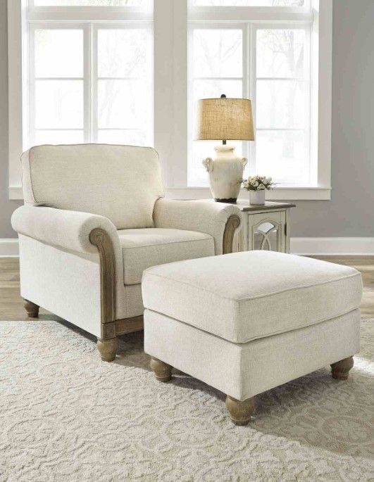 Benchcraft® Stoneleigh 2-Piece Alabaster Chair and Ottoman Set-3