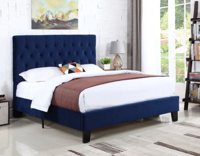 Emerald Home Amelia Navy Full Upholstered Panel Bed-1
