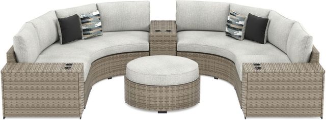 Signature Design by Ashley® Calworth 8-Piece Beige Outdoor Sectional Set-0