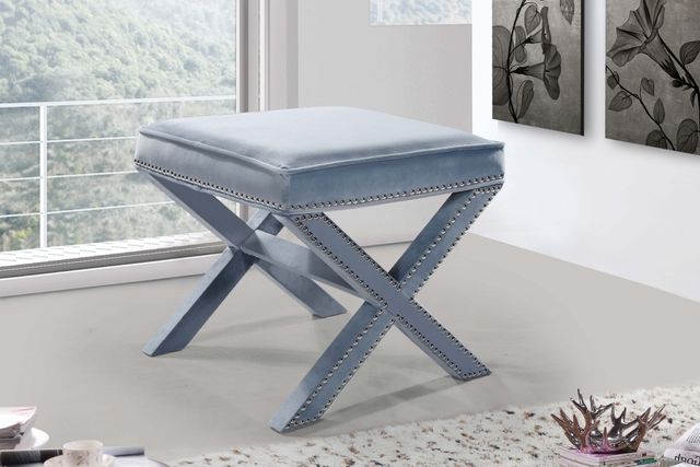 Meridian Furniture Nixon Sky Blue Velvet Stool-1