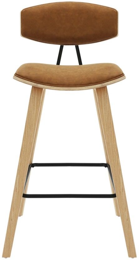 Armen Living Fox 2-Piece Camel/Oak Counter Stool Set-2
