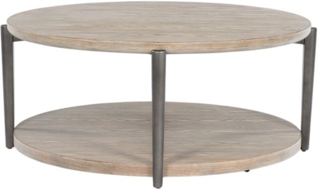 Signature Design by Ashley® Dyonton Light Grayish Brown Top Coffee Table with Gunmetal Base-1