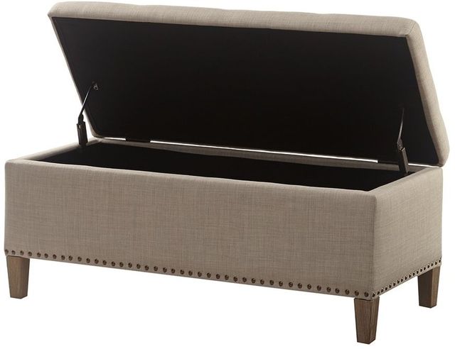 Olliix by Madison Park Light Taupe Shandra II Tufted Top Storage Bench-2