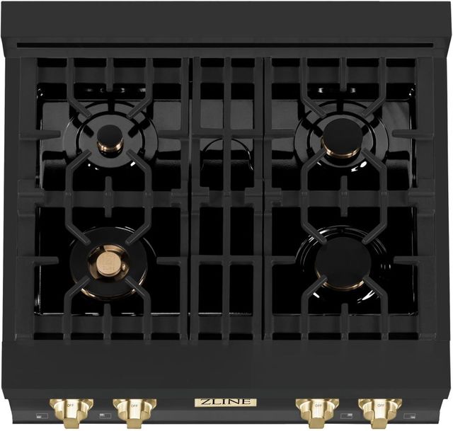 ZLINE Autograph Edition 30" Black Stainless Steel Gas Rangetop with Polished Gold Accents-3