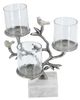 A & B Home Silver/White 3-Pillar Candle Holder-1