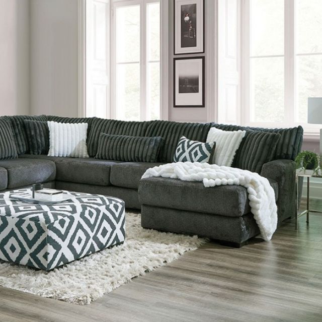 Furniture of America® Loughton 3-Piece Gunmetal U-Shape Sectional-1