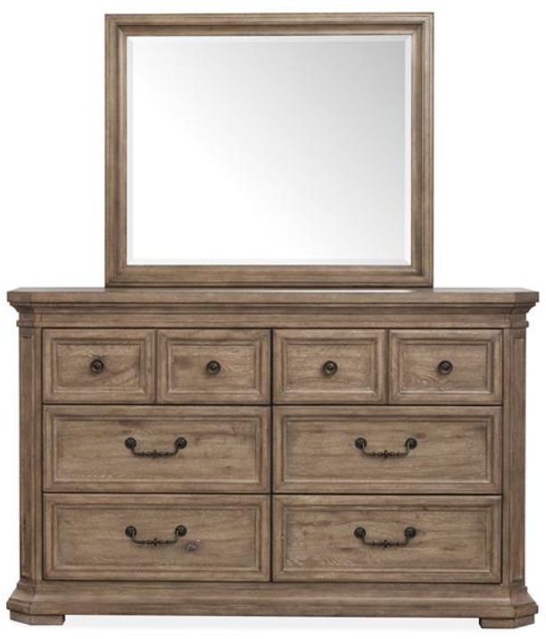 Magnussen Home® Adler Court Florentine Walnut Drawer Dresser with Landscape Mirror-2
