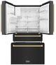 ZLINE Autograph Edition 36" 21.6 Cu. Ft Fingerprint Resistant Black Stainless Steel Counter Depth French Door Refrigerator with Polished Gold Traditional Handles-1