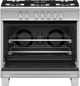 Fisher & Paykel 36" Brushed Stainless Steel with Black Glass Pro Style Gas Range-1