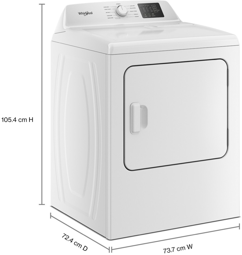 Whirlpool® 7 Cu. Ft. White Long Vent Gas Dryer with Adaptive Dry