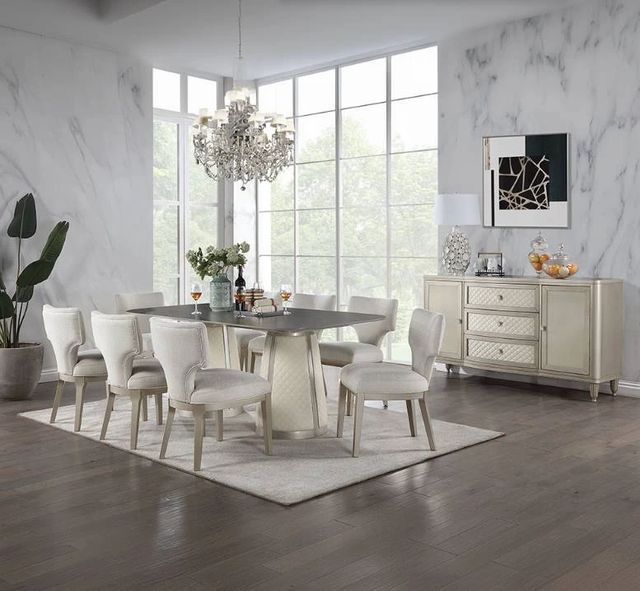 ACME Furniture Kasa Gray Dining Table and Champagne Base-1