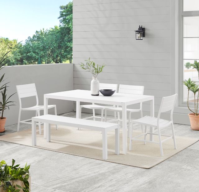 Linon Alora 6-Piece White Aluminum Outdoor Dining Set-1