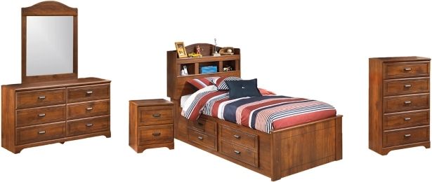 Signature Design by Ashley® Barchan 5-Piece Medium Brown Twin Bookcase Bed Set-0