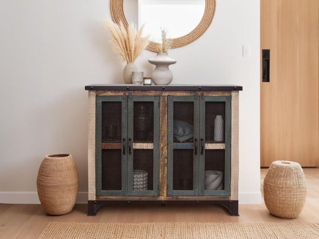 International Furniture Direct Antique Brown 4-Door 48" Console-1