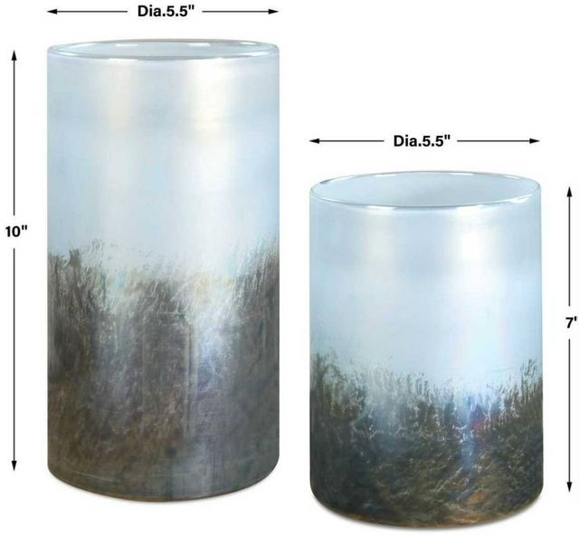 Uttermost® Midnight Mist 2-Piece Deep Blue/Silver Metallic Vase Set-2