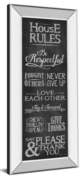 Classy Art House Rules by Susan Ball Mirror Framed Wall Art-1