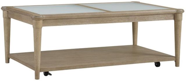 Bernards Citrus Heights Glass Top Cocktail Table with Sand Base and Caster-0