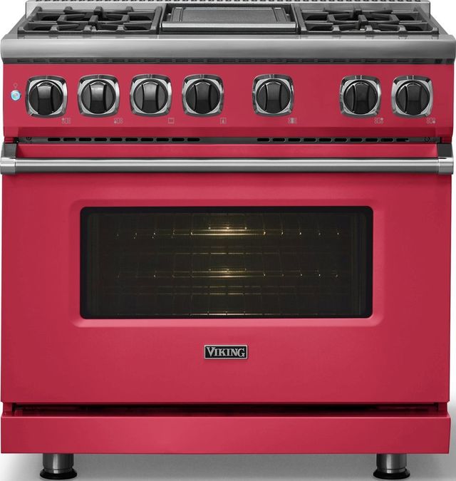 Viking® 7 Series 36" Valentine Pro Style Dual Fuel Range with Griddle-2