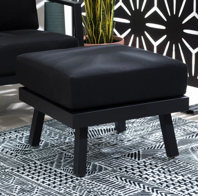 Linon Alora Black Aluminum/Fabric Outdoor Ottoman-1