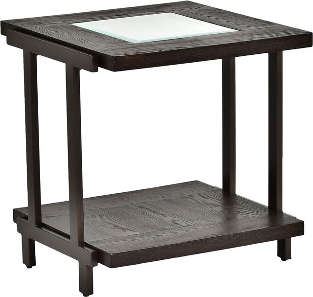 Steve Silver Co. Terrell Glass Top End Table with Smoky Brown Base-0