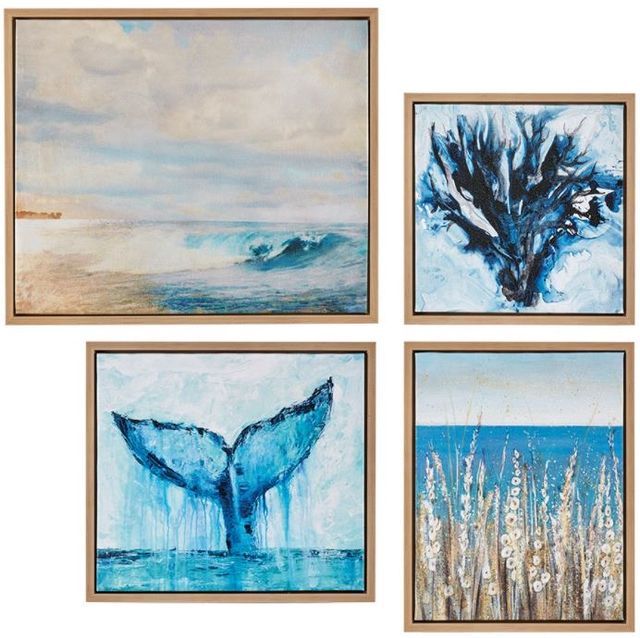 Olliix by Madison Park Seascape 4 Pieces Gel Coat Framed Canvas Set-0