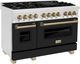 ZLINE Autograph Edition 48" Satin Stainless Steel Pro Style Dual Fuel Range with Black Matte Door-2