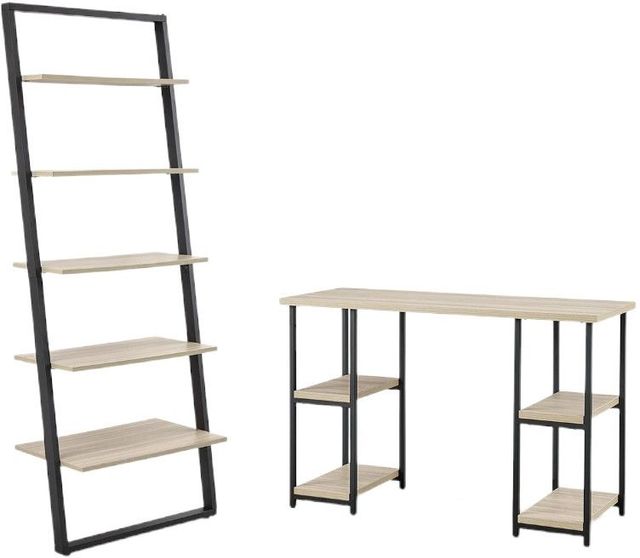 Signature Design by Ashley® Waylowe 2-Piece Black/Natural Office Desk Set-0