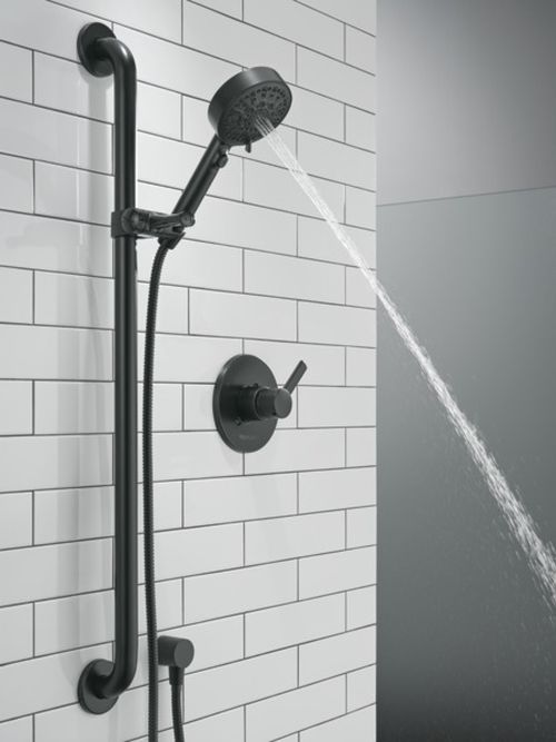 Peerless Precept® Matte Black Valve Only and Hand Shower-1