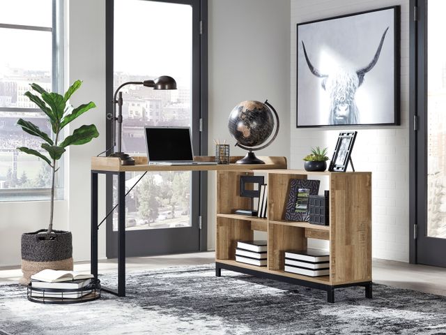Signature Design by Ashley® Gerdanet Light Brown L-Shape Office Desk-3