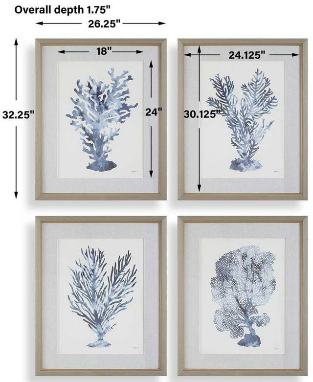Uttermost® Mary Urban 4-Piece Shibori Coral Framed Prints Set-2