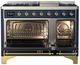 Ilve® Majestic III 48" Midnight Blue Pro Style Dual Fuel Natural Gas Range with Solid Door and Brass Trim-1