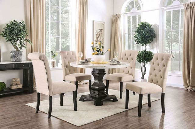 Furniture of America® Alfred 2-Piece Antique Black/Ivory Side Chair Set-1