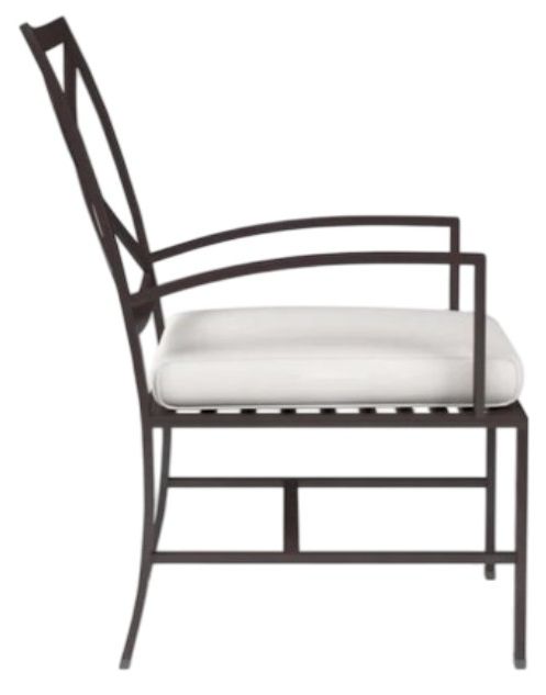 Sunset West La Jolla Espresso Aluminum Outdoor Dining Arm Chair with Canvas Flax Cushion-1