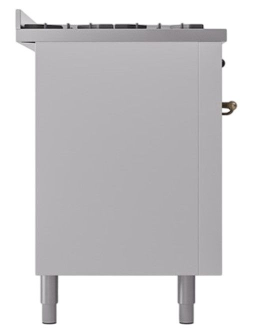 Ilve® Nostalgie II Noblesse 60'' White Pro Style Dual Fuel Range with Burnished Trim-2