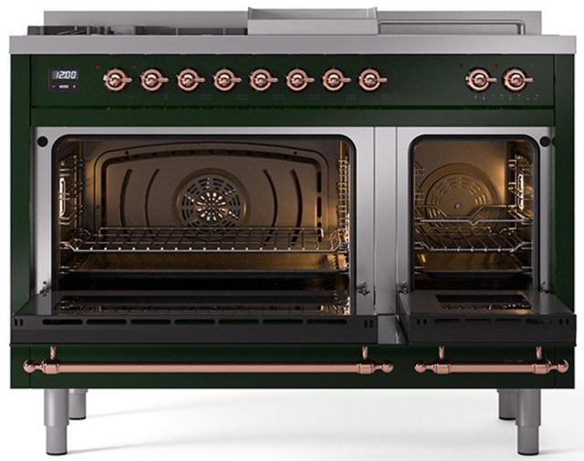 Ilve® Nostalgie II Series 48" Emerald Green Pro Style Dual Fuel Range-1
